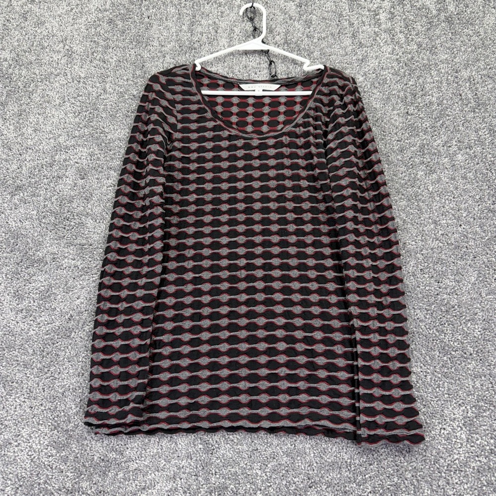 Max Studio Shirt Womens M Multicolor Geometric Long Sleeve Scoop Neck Knit Basic